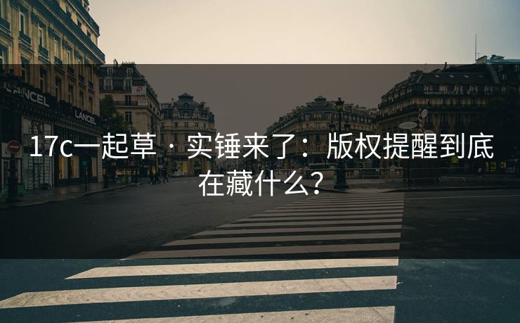 17c一起草 · 实锤来了：版权提醒到底在藏什么？