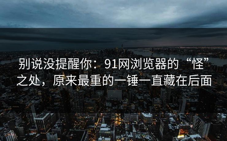 别说没提醒你：91网浏览器的“怪”之处，原来最重的一锤一直藏在后面