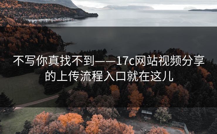 不写你真找不到——17c网站视频分享的上传流程入口就在这儿
